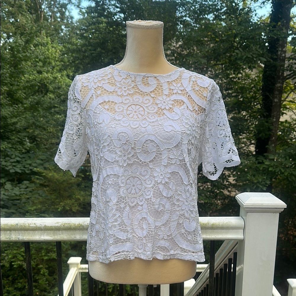 Nanette Lepore White Fitted Embellished Blouse
